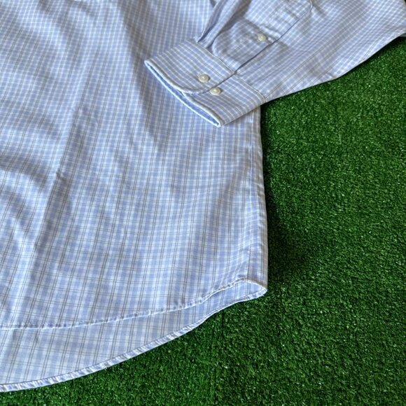 Van Heusen Flex Long Sleeve Button Down Plaid Blue Wrinkle Free Shirt Size 2XL - Picture 3 of 12